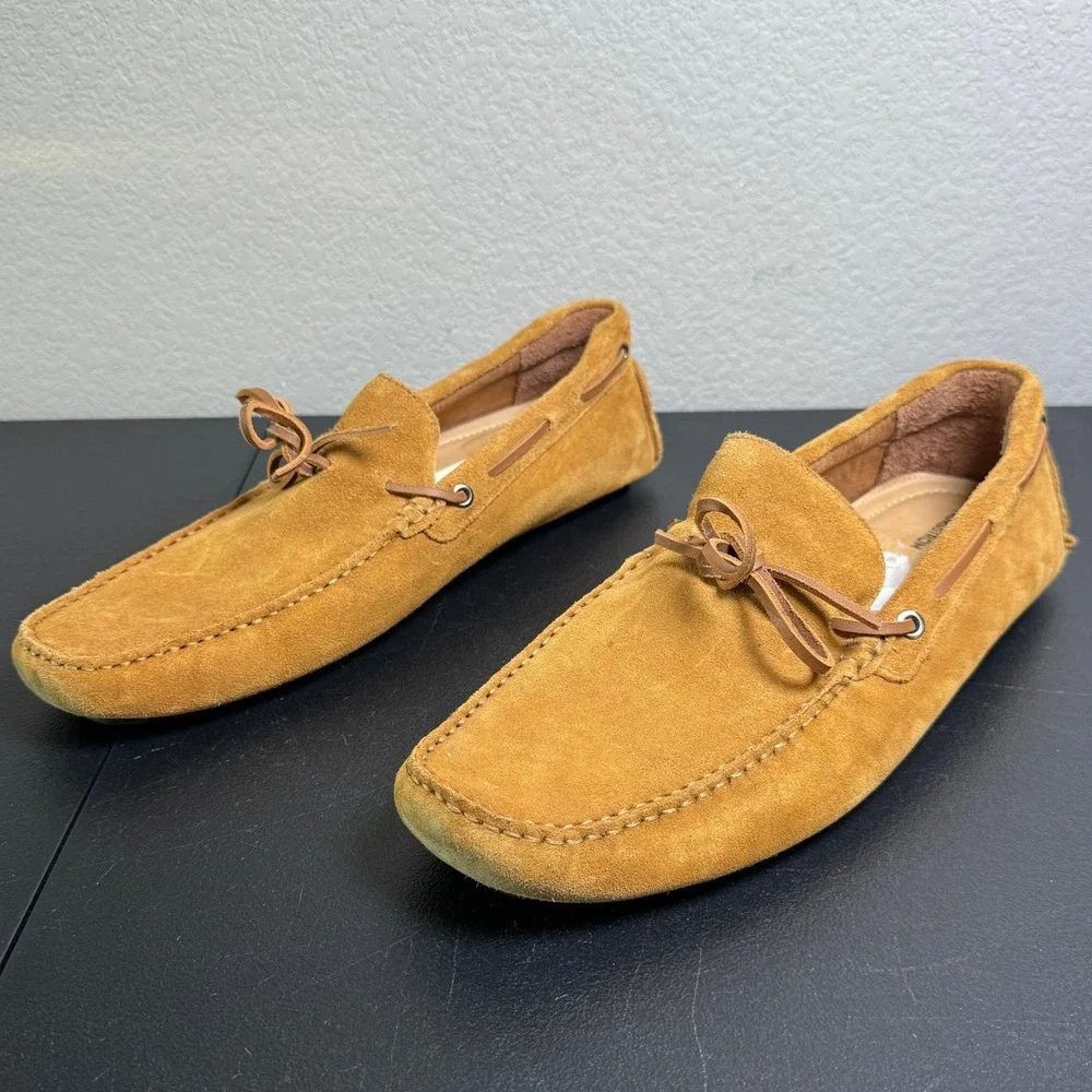 Nordstrom Mens Tan Suede Driving Loafers Moc Toe M22421 Size 13M Brazil